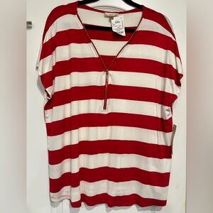 Red and White Striped Women's Top